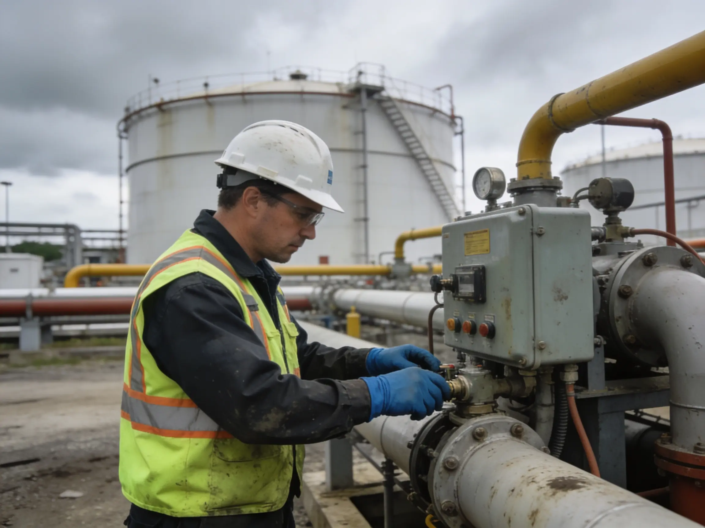 NWPE field service work in an industrial petroleum setting