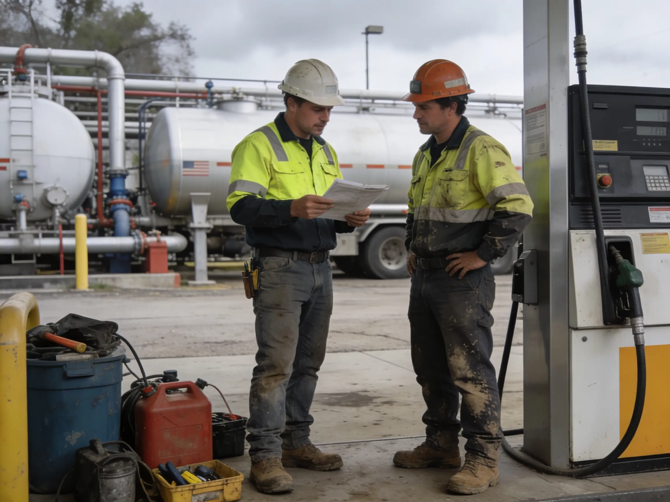 NWPE technician working in an industrial petroleum environment